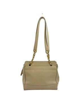 Chanel Triple CC Logo Caviar Leather Ivory Shoulder Bag Gold